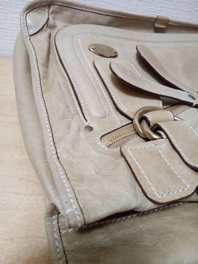 クロエベイレザー ベージュ レザー ハンドバッグ
