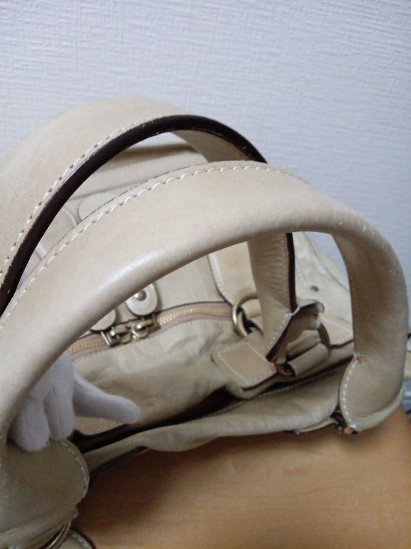 クロエベイレザー ベージュ レザー ハンドバッグ