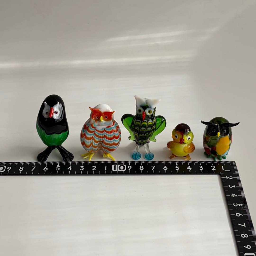 ベネチアングラス　フクロウ　イタリア　ムラーノ島　手づくり　工芸　職人　かわいい