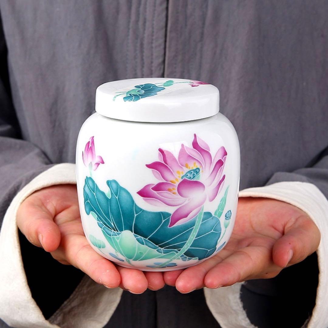 蓮の茶筒シノワズリ中国茶器台湾ルボンボン漢服ロータス陳情令魔道祖師天官賜福山河令