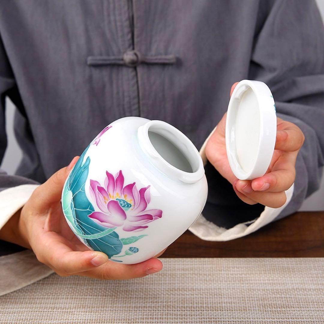 蓮の茶筒シノワズリ中国茶器台湾ルボンボン漢服ロータス陳情令魔道祖師天官賜福山河令