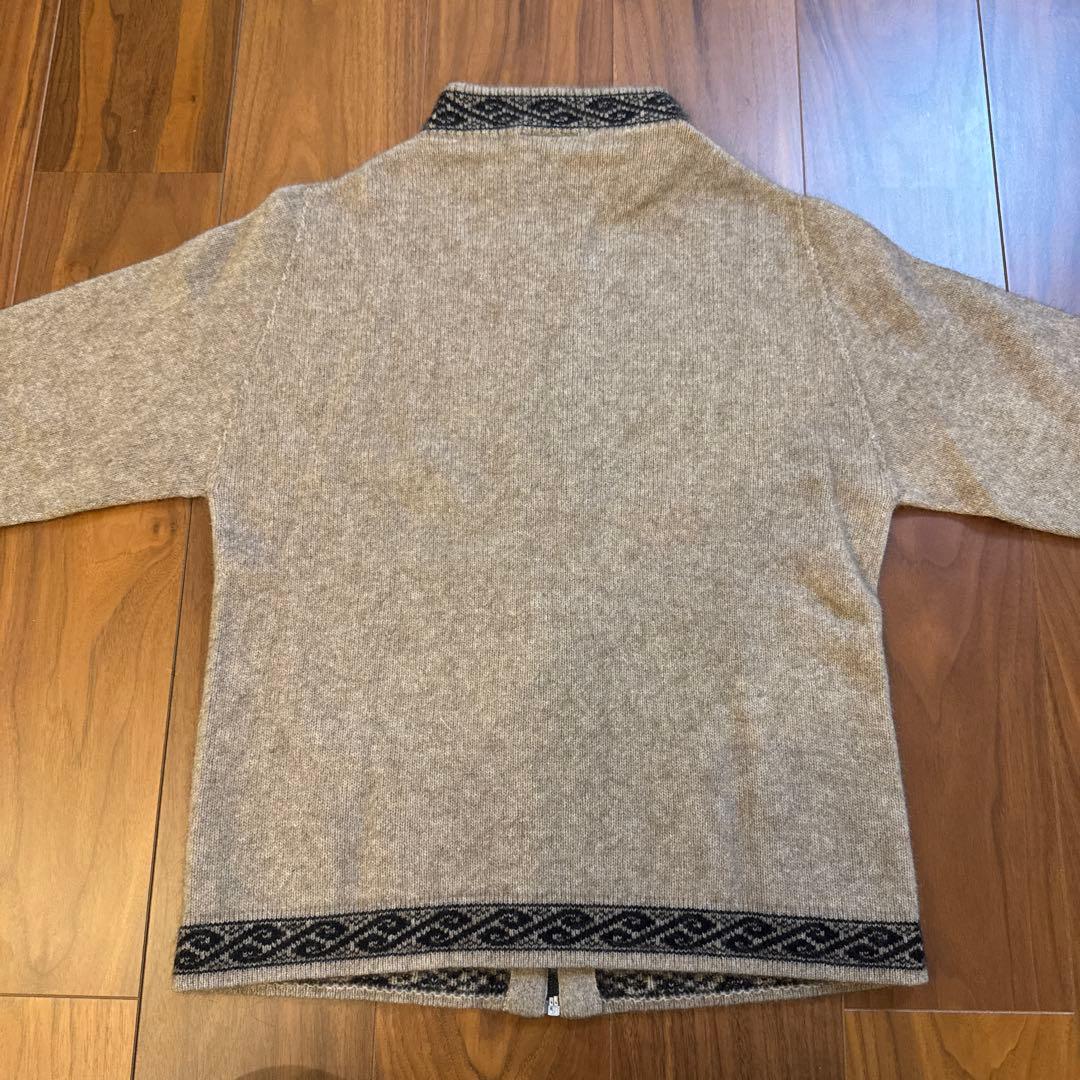希少 NZ製 ロスロリアン ポッサムメリノウール ニットジャケット S 幾何学柄