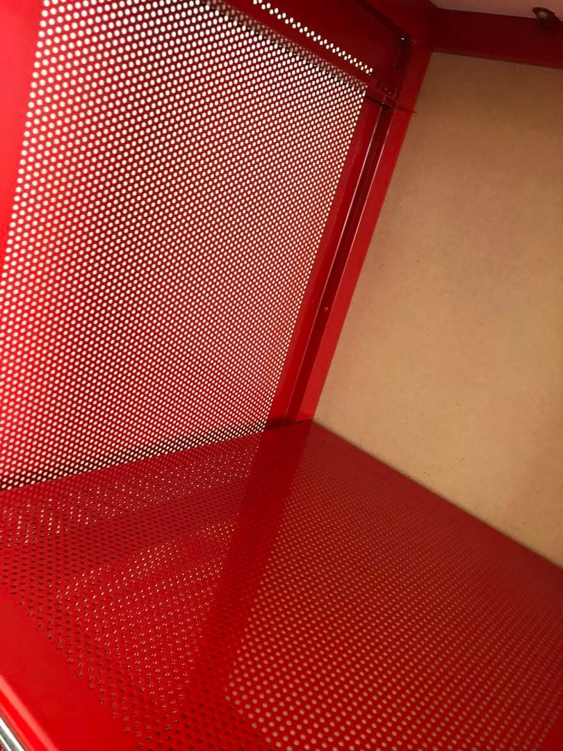 赤 スチールラック キャビネット スライド扉付　コンパートメントラック 棚 収納