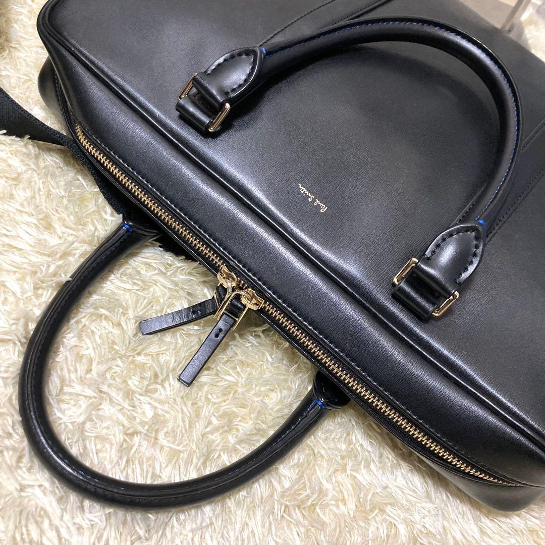【極美品】ポールスミス　ビジネスバッグ　レザー　本革　マルチストライプ　ブラック