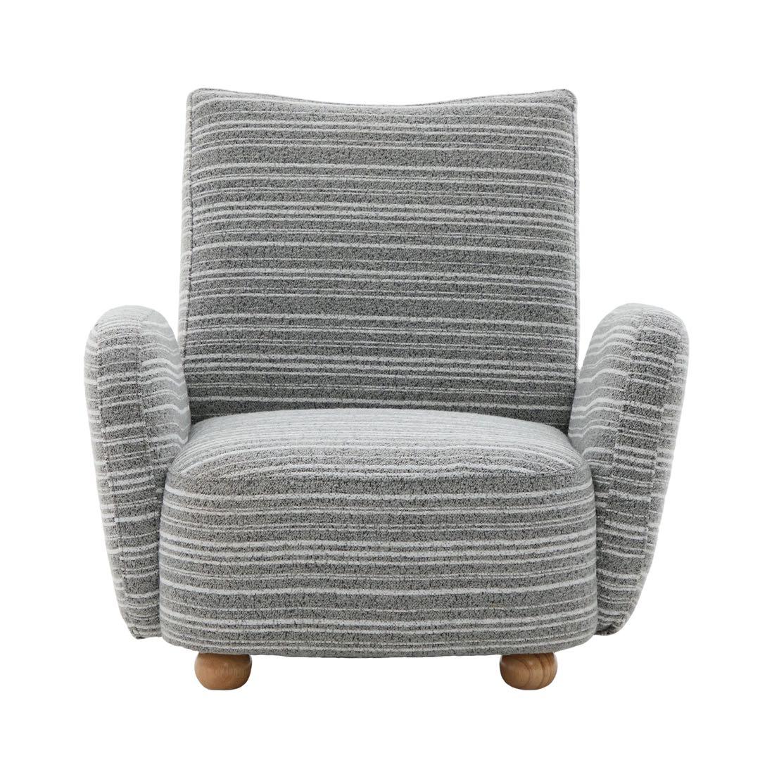 【新品】シェニール＆無垢材 1人用ソファ 高級ラウンジチェア