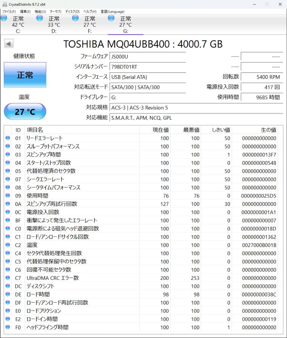 TOSHIBA ポータブルハードディスク 4TB