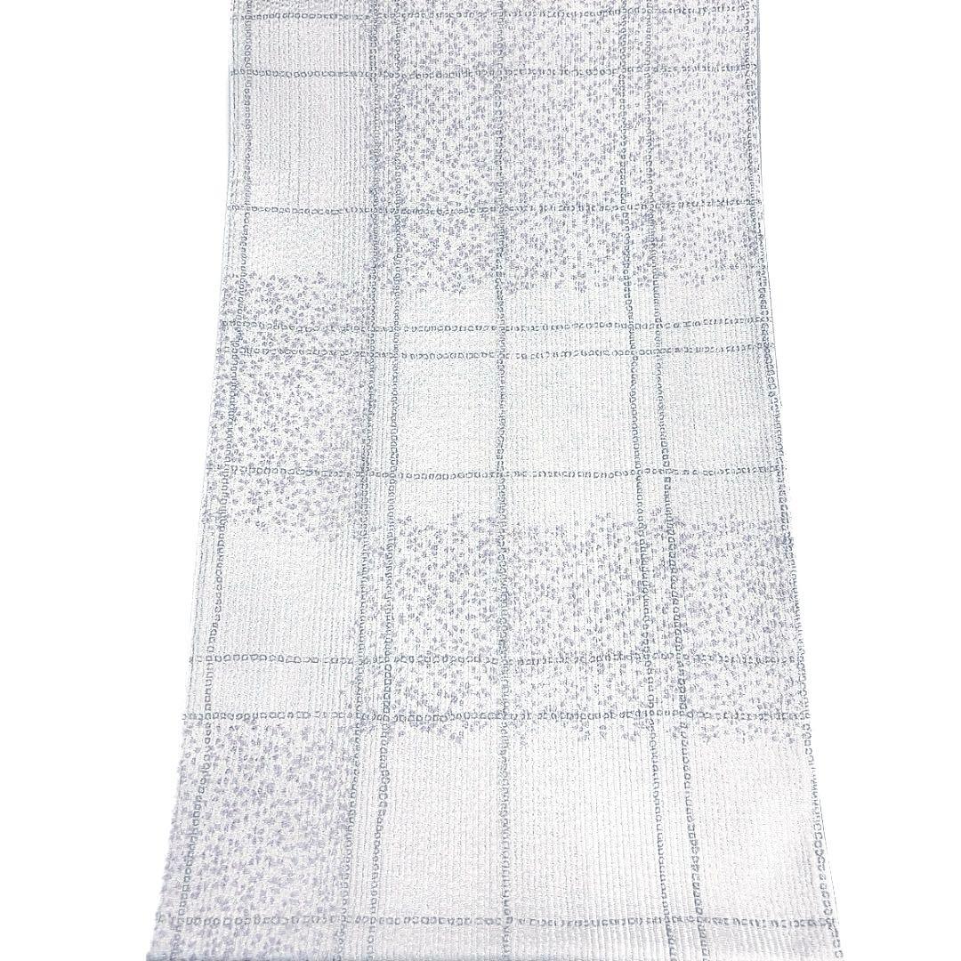 未着用　袋帯　本泥染　格子　変わり市松　銀糸　着物　091a u