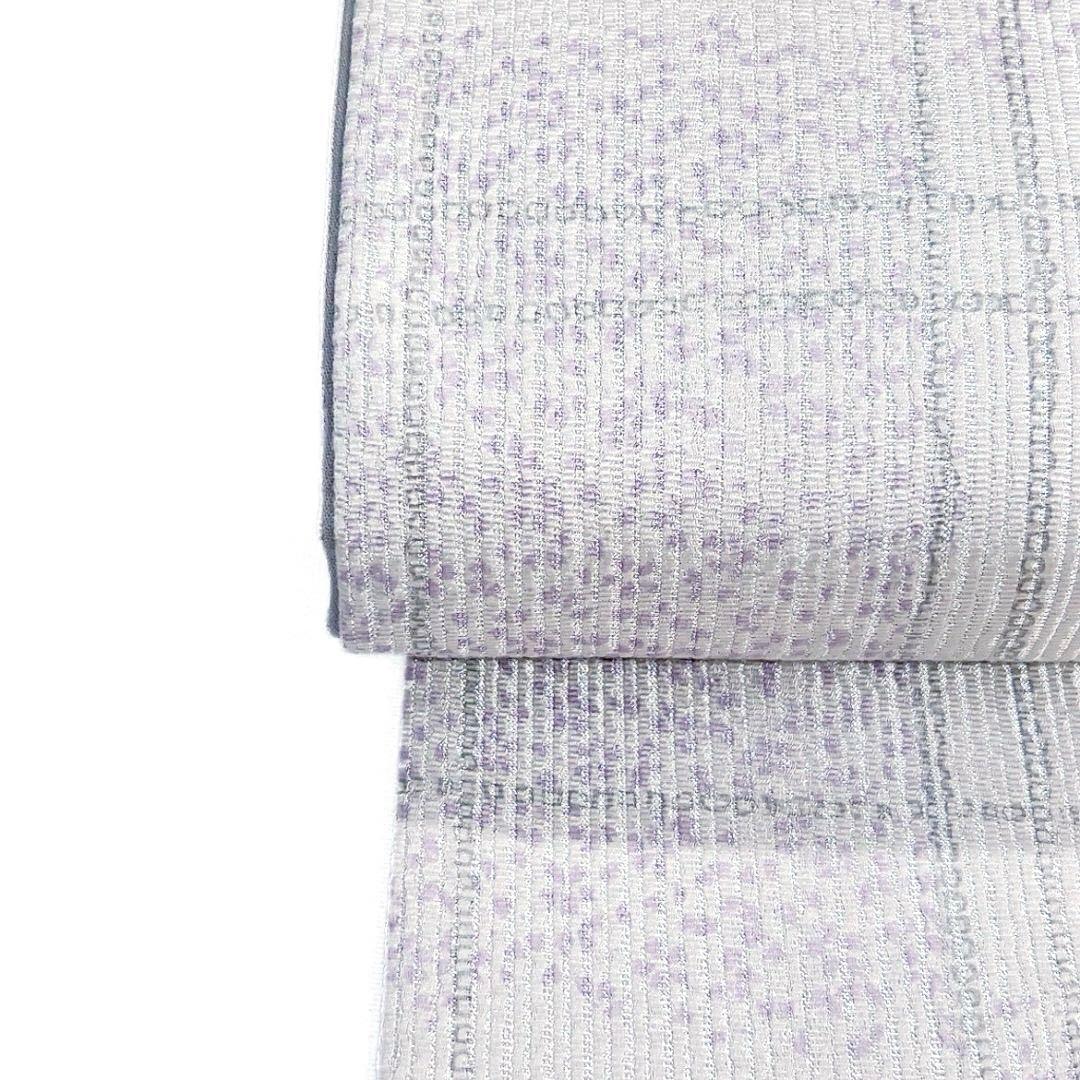 未着用　袋帯　本泥染　格子　変わり市松　銀糸　着物　091a u