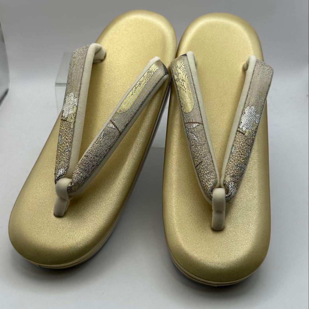 正絹帯地　金手横長草履バックセット　Fサイズ