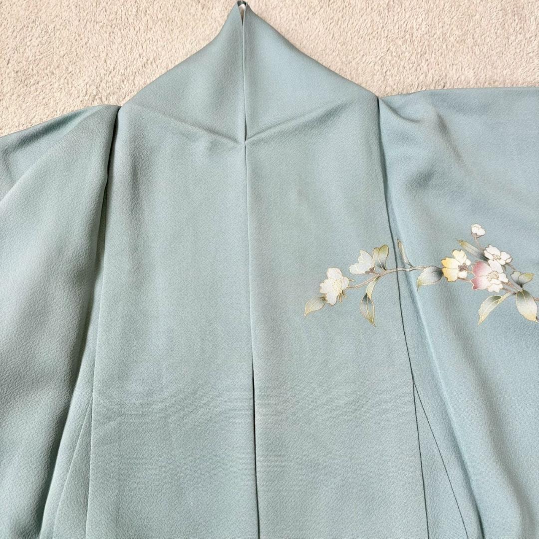 付け下げ 友禅 紋無し 浅縹色 水色 正絹 丈160 裄64 IS1081☆