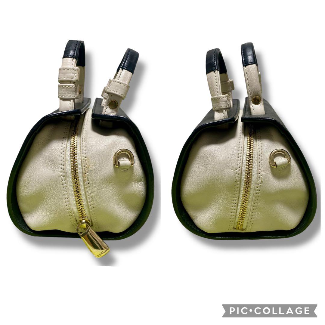 FURLA 　ヴィーナス 2way ミニボストンバッグレザー　黒白　バイカラー