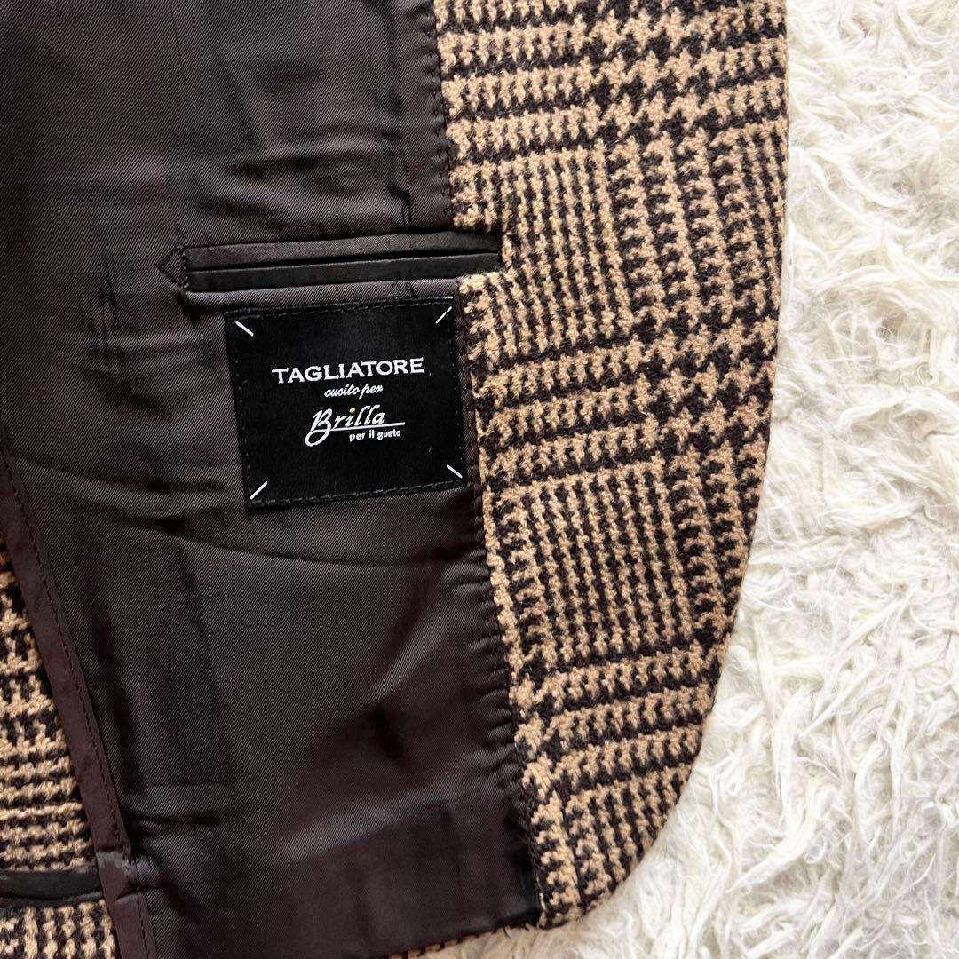 <極美品>TAGLIATORE ×ブリッラ ブラウン ウール ジャケット 50