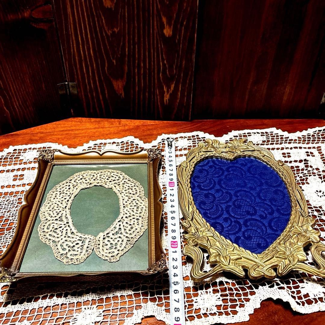 デンマークアンティーク　フォトスタンド　写真立て ＆アンティークレース
