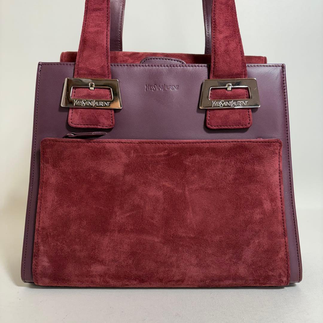2512-15｜イヴサンローラン ハンドバッグ レザー スエード ボルドー