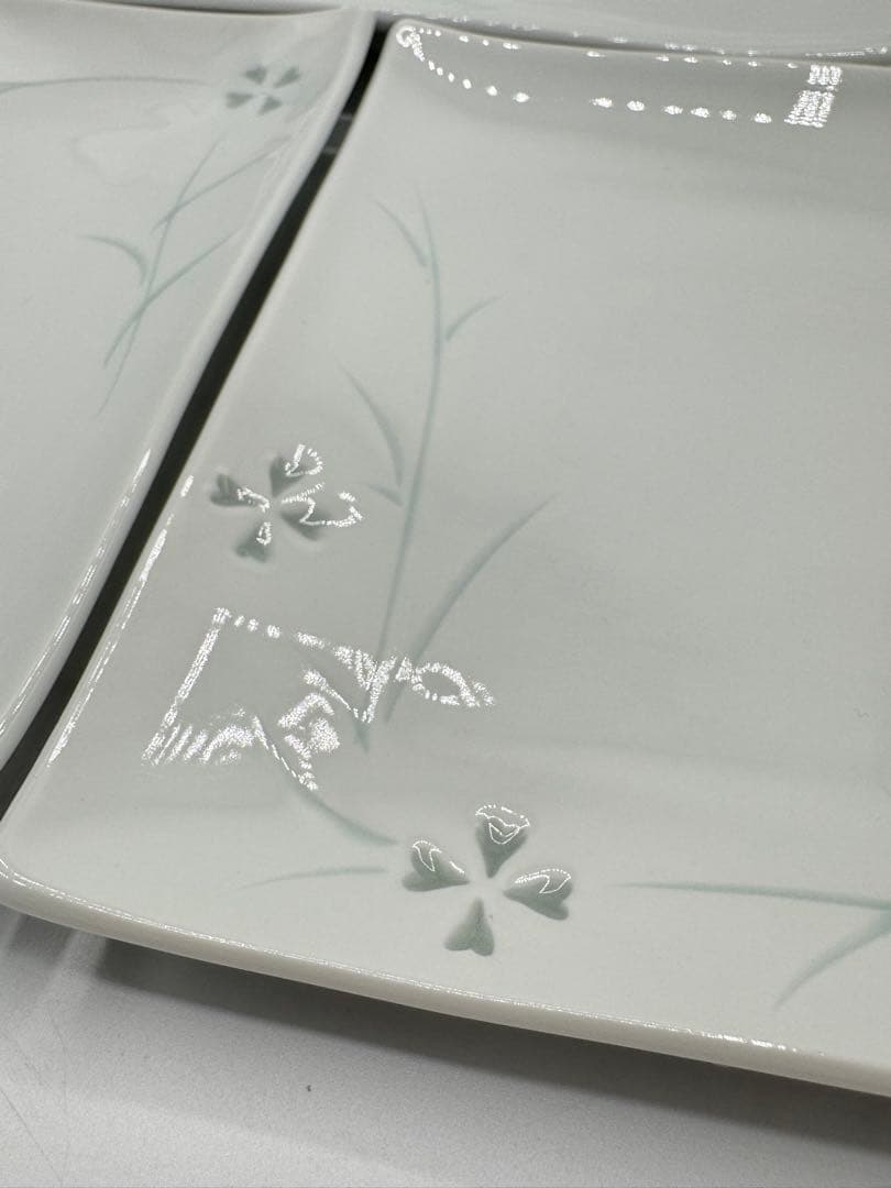 特選高級美術　有田焼　ホタル焼　ホタル透かし　焼皿　角皿　平皿　5客セット