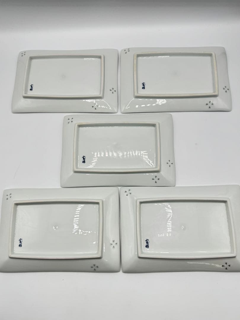 特選高級美術　有田焼　ホタル焼　ホタル透かし　焼皿　角皿　平皿　5客セット