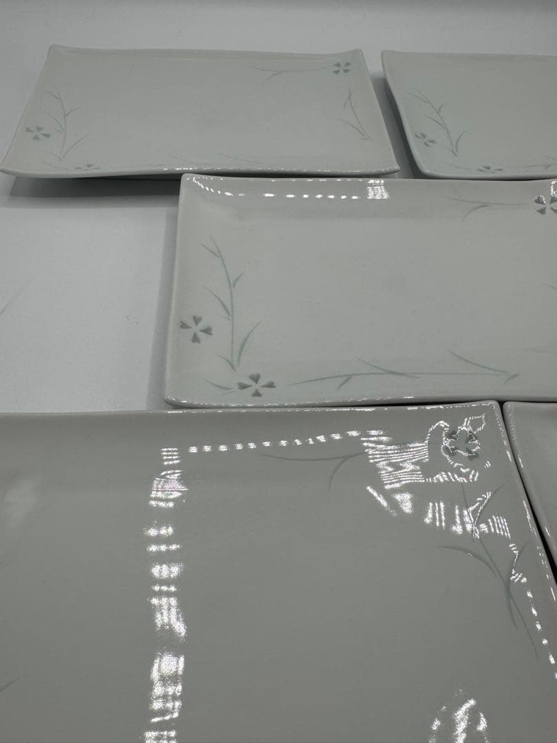 特選高級美術　有田焼　ホタル焼　ホタル透かし　焼皿　角皿　平皿　5客セット