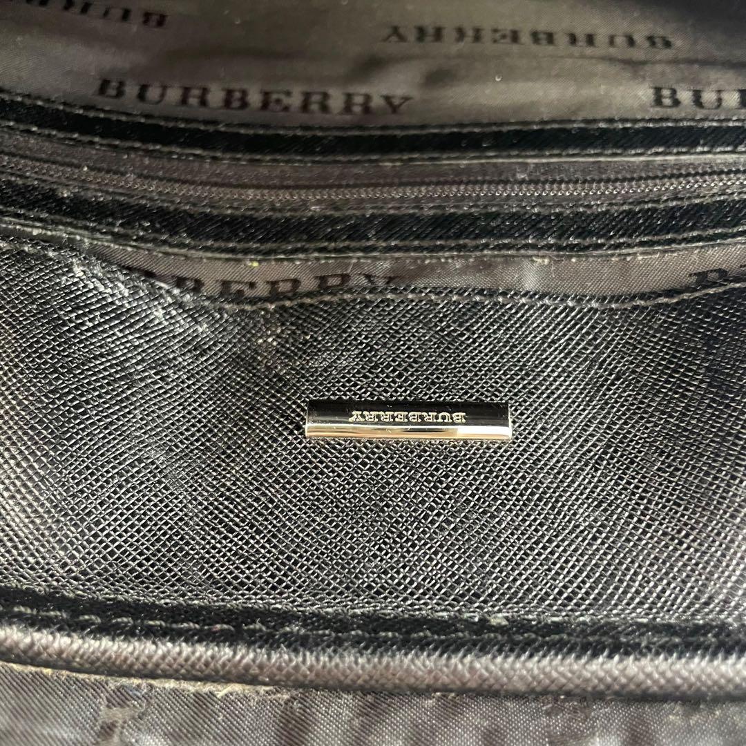 【美品】バーバリー ビジネスバッグ サフィアーノレザー ブラック A4可