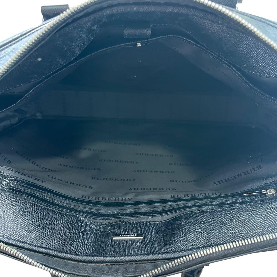 【美品】バーバリー ビジネスバッグ サフィアーノレザー ブラック A4可