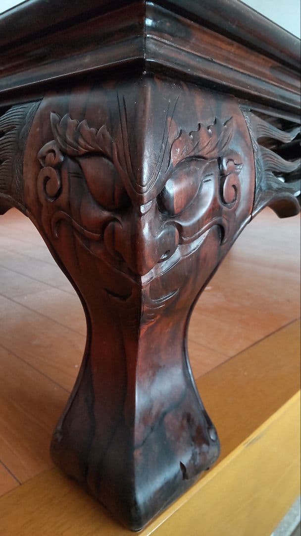 黒檀 龍の彫刻 芸術品 工芸品 テーブル 手彫り 高級品