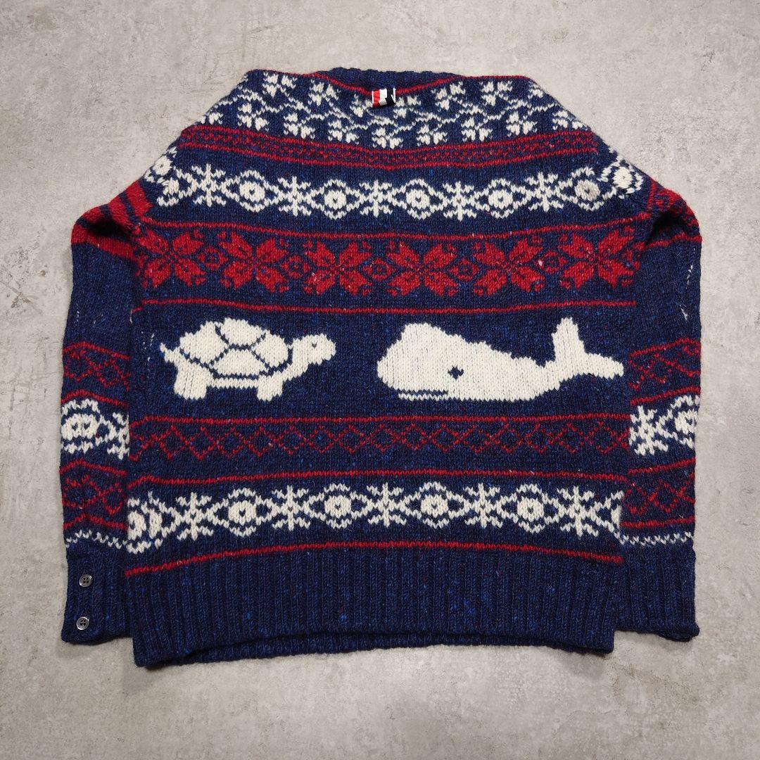 THOM BROWNE トムブラウン Vネックニット ウールモヘア 3