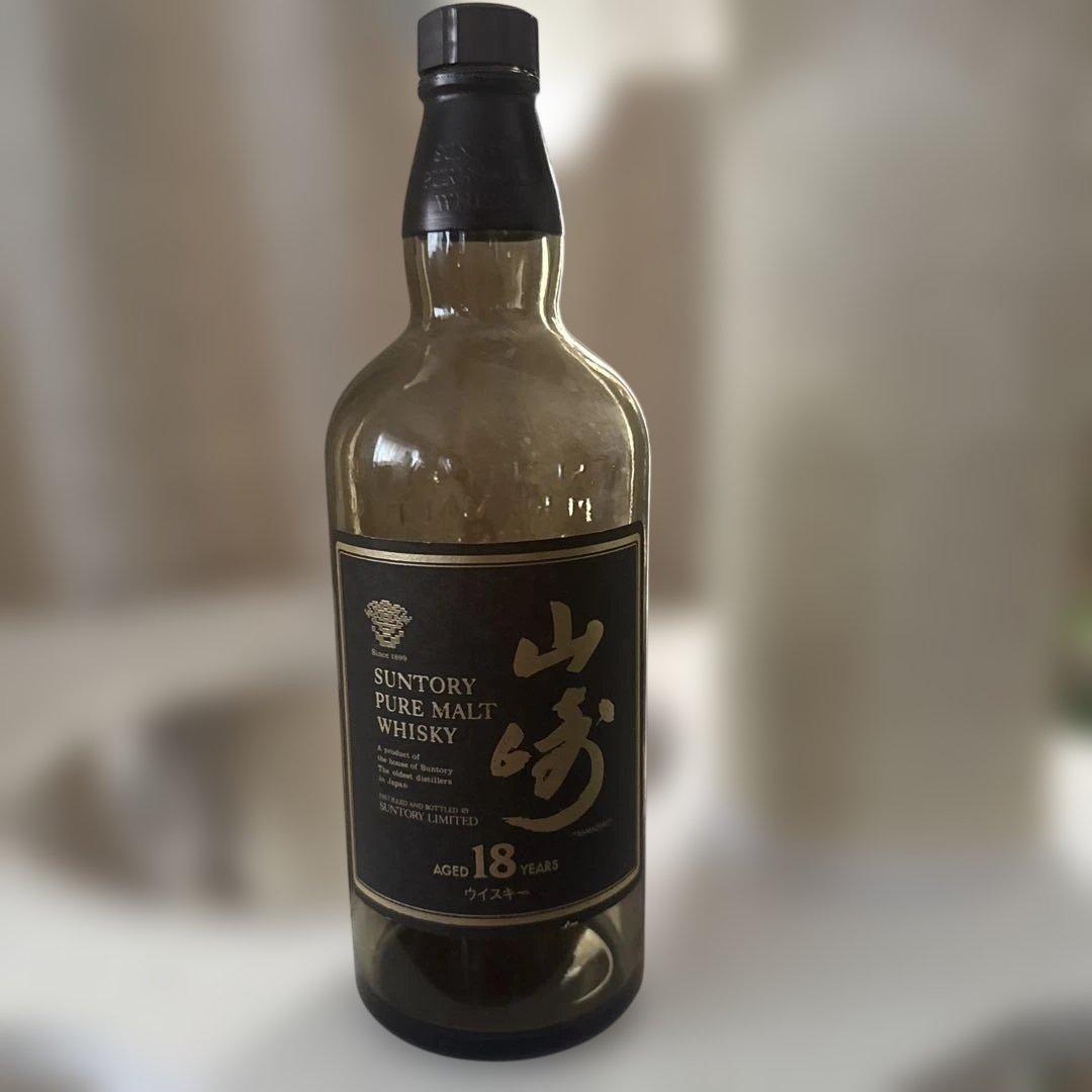 サントリーピュアモルトウイスキー山崎18年旧ラベル 空瓶 箱付