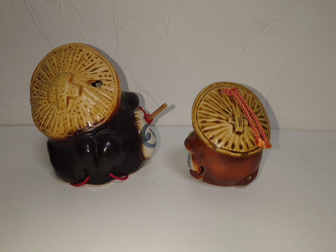 【3個】信楽焼 たぬき 狸 タヌキ 置物 陶器 焼物 縁起物 他抜き