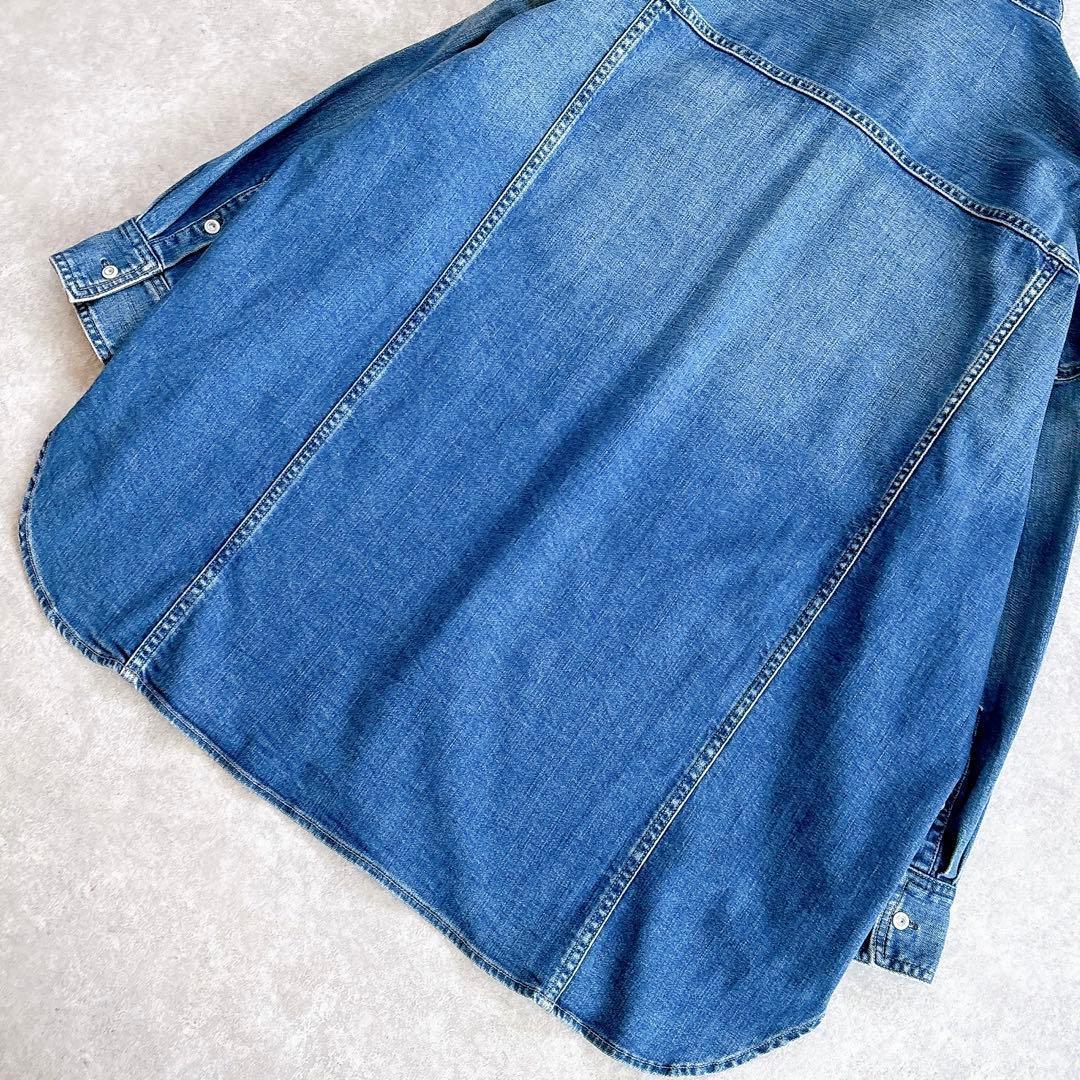 タグ付き ヘルシーデニム アーモンド デニムシャツ ゆったり ビッグシャツ