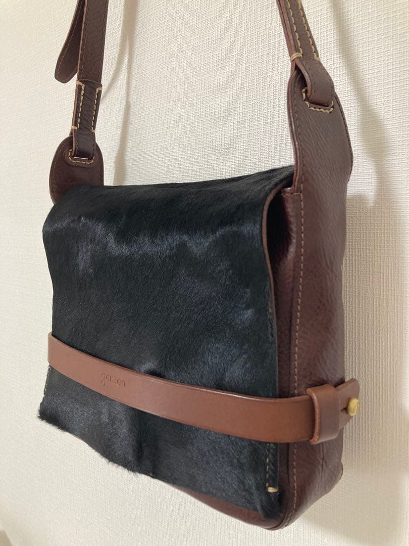 genten ハラコ ブラック　ショルダーバッグ　トートバッグ