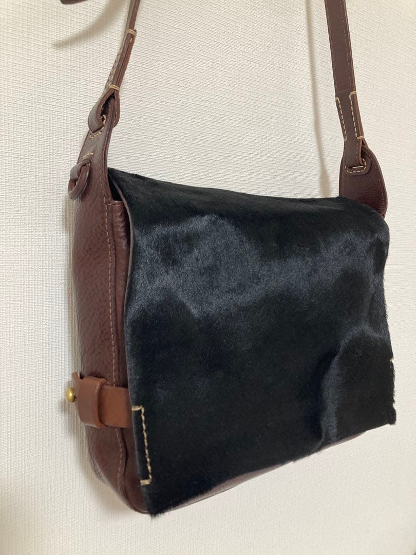 genten ハラコ ブラック　ショルダーバッグ　トートバッグ