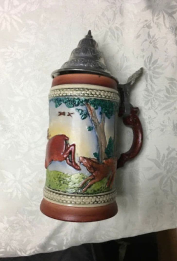 インテリア アンティーク雑貨 水差し 鹿 祝い 縁起 正月　陶器　陶芸