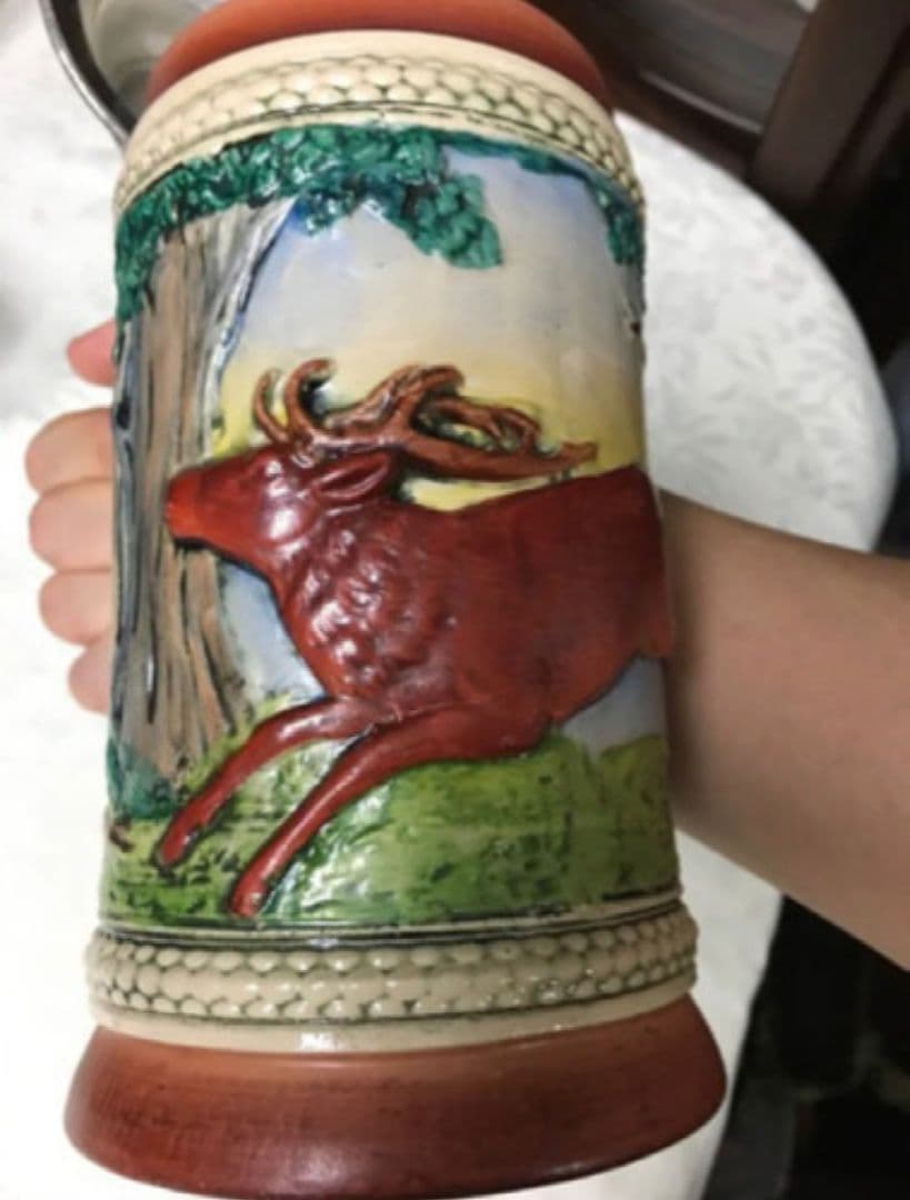 インテリア アンティーク雑貨 水差し 鹿 祝い 縁起 正月　陶器　陶芸