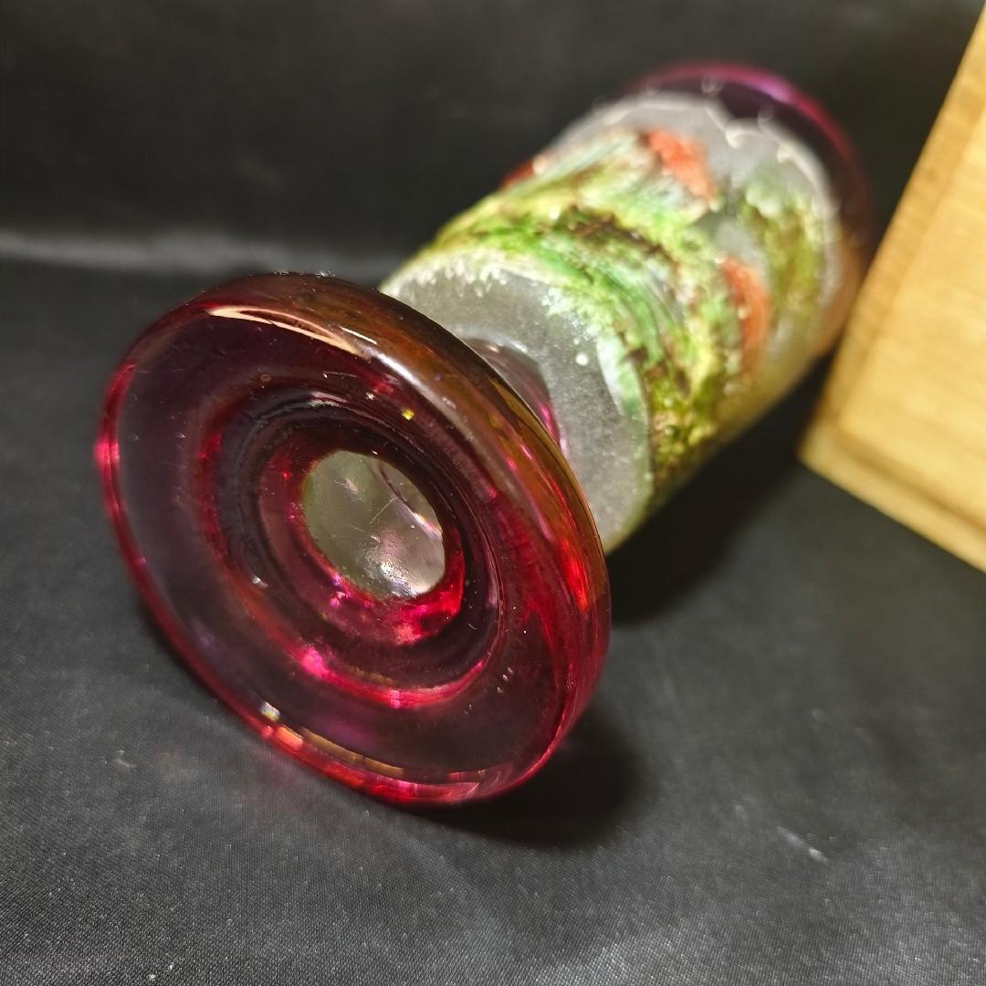 フランスガラス工芸品 手作り金赤グラス 西洋アンティーク