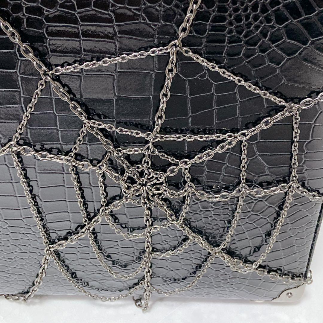 BPN 蜘蛛の巣　チェーン装飾　トランクバッグ　ゴシック系