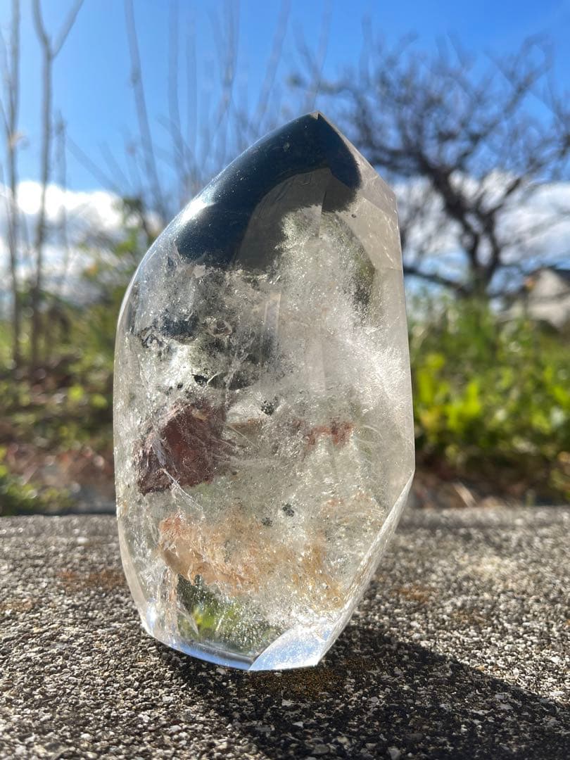 ブラジル産　ガーデンクォーツ　磨き石　四季幽霊水晶　万物新生