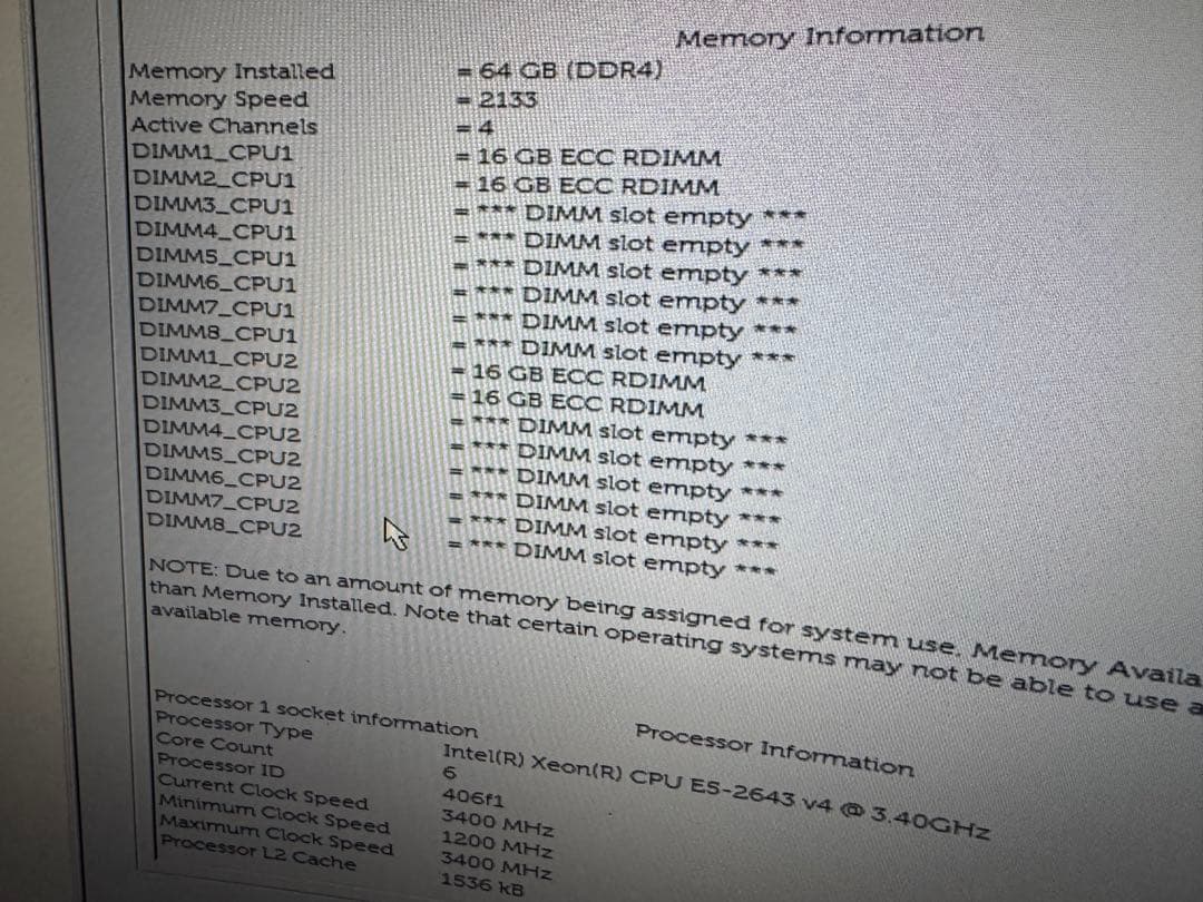 ⑦Crucial 16GB DDR4-2133P RDIMM 4枚セット