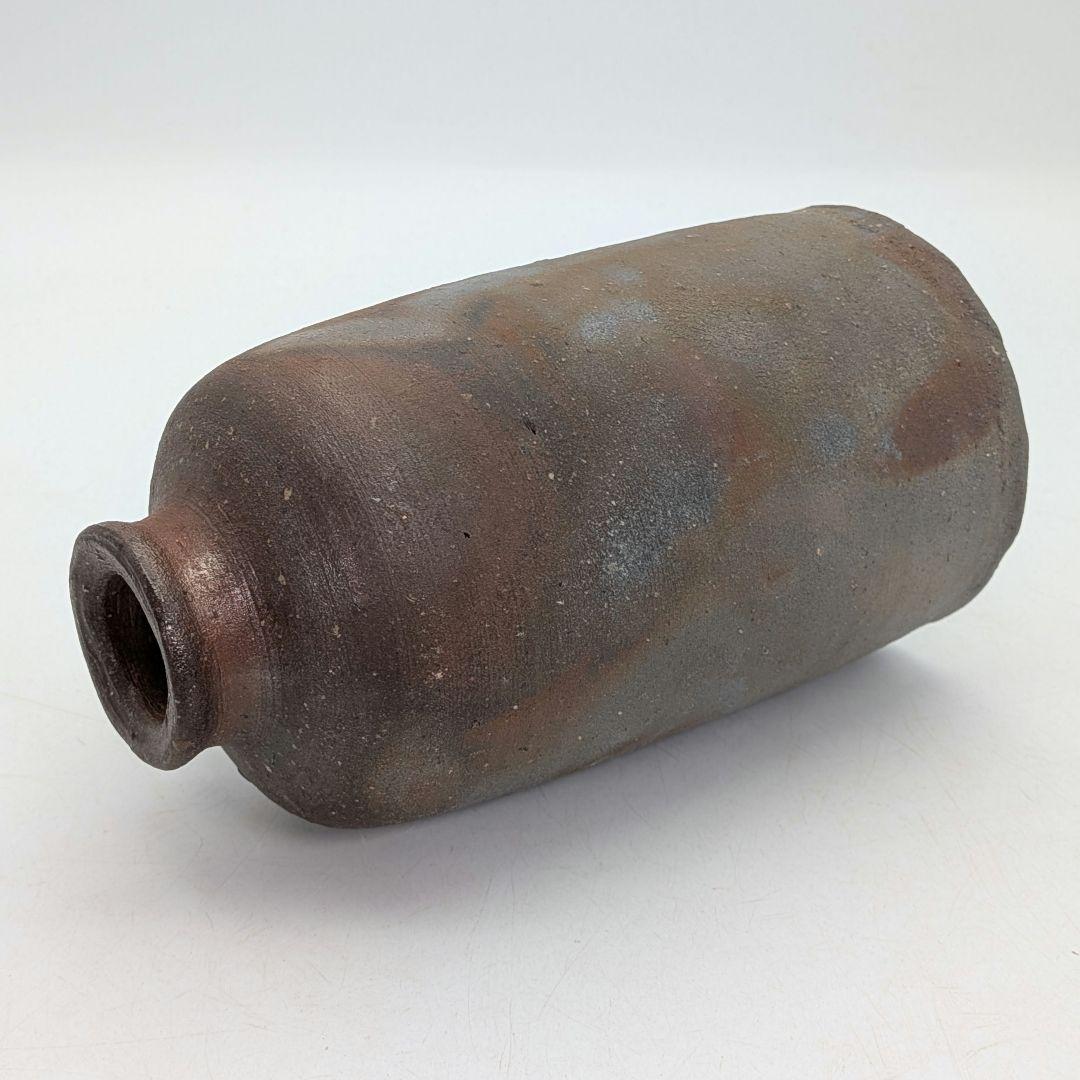 岡山県重要無形文化財 四代松田華山 備前焼 花入 共箱共布栞 フラワーベース