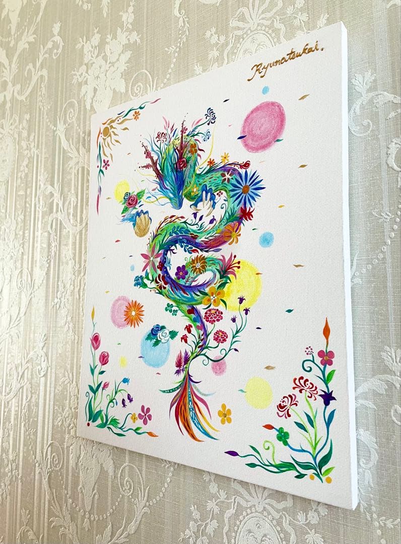「幻の花龍」 ② アクリル画 開運絵画 龍神 抽象画 龍ノツカイ