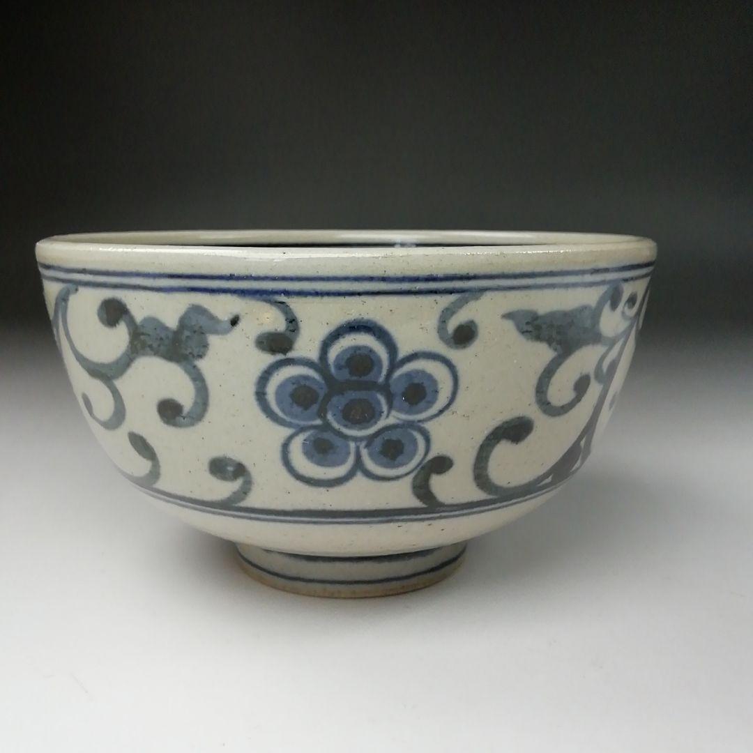 Ｔ４４３　茶碗　『安南写　梅唐草』『膳所焼』『淡海ぜぜ　陽炎園造』　共箱　茶道具