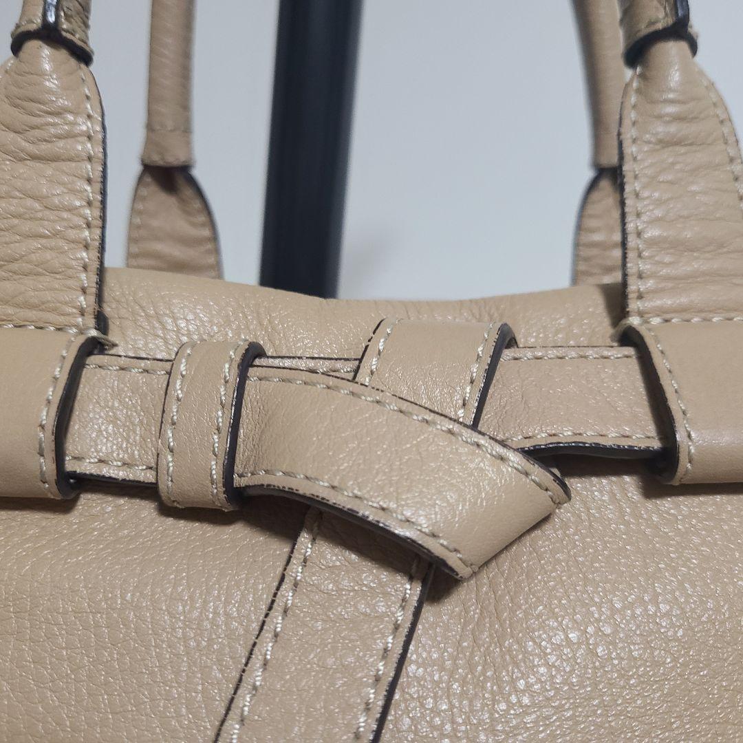 【美品】 土屋鞄 シボ革 レザーハンドバッグ ベージュ 上品 通勤 トート 軽量