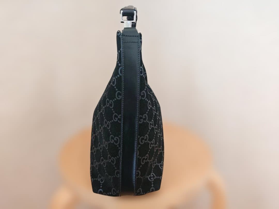 GUCCI スエード GG ショルダーバッグ 黒
