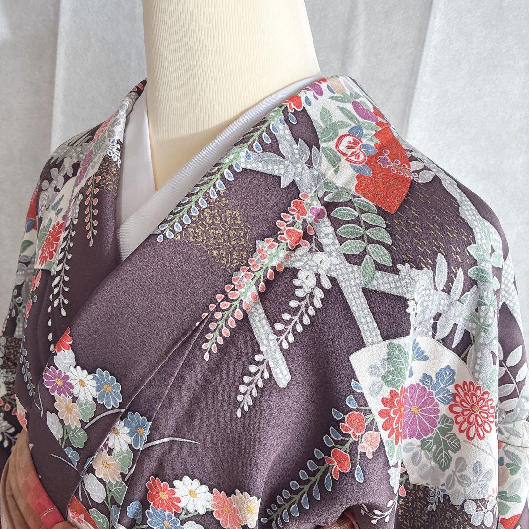 付け下げ　小紋　フルセット　着物　トールサイズ　正絹　訪問着　鮮やか美　J1