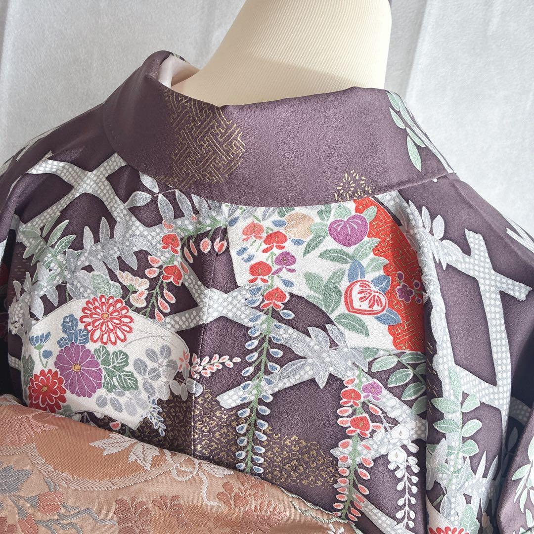 付け下げ　小紋　フルセット　着物　トールサイズ　正絹　訪問着　鮮やか美　J1