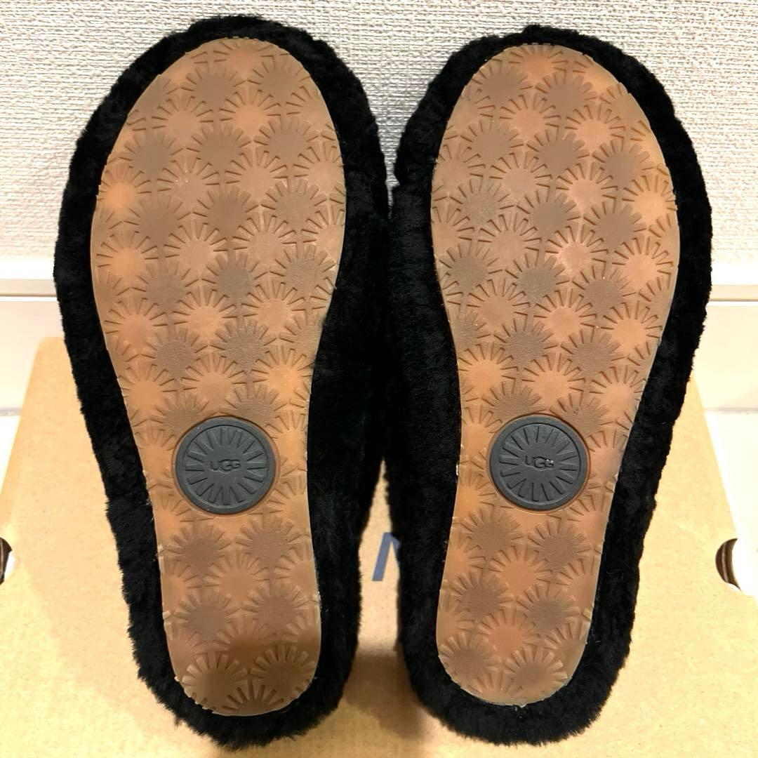 【美品】UGG ブラック ムートン　ボア スリッパ　23cm