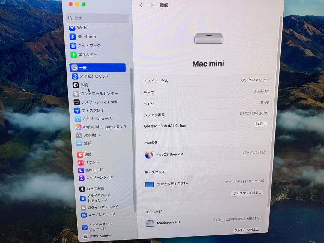 Mac mini M1 27インチ 4K USB-C ワイドスクリーン モニター