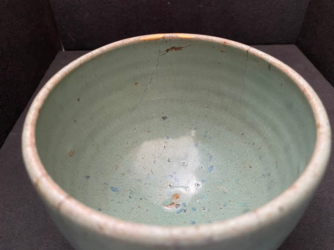 布志名 緑釉ぼてぼて茶碗　桶茶　出雲丸碗　ぼてぼて碗　呉須手茶碗　呉洲茶碗　呉洲