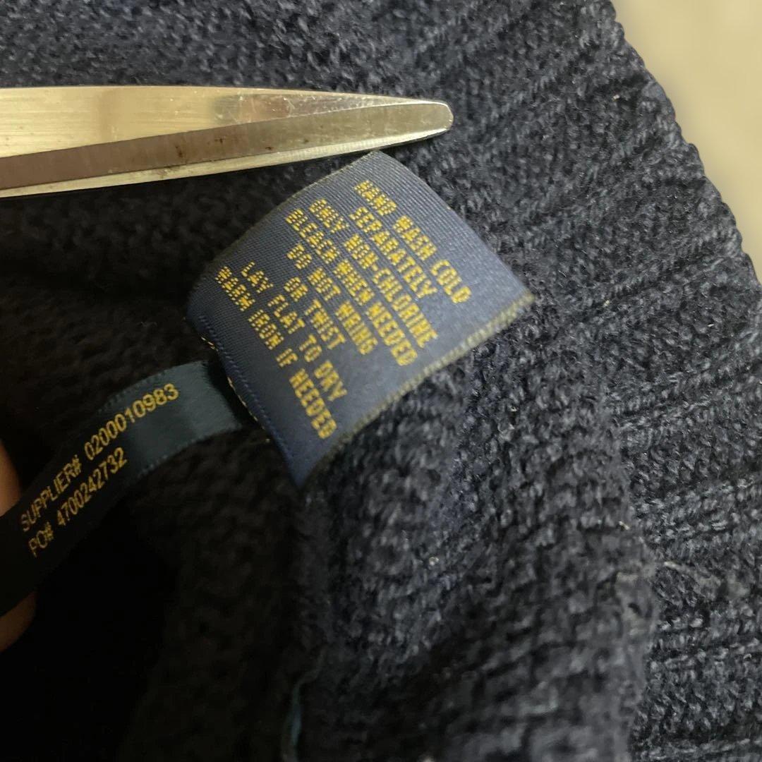 【美品】Ralph Lauren 米国製 星条旗 ニットセーター L 紺
