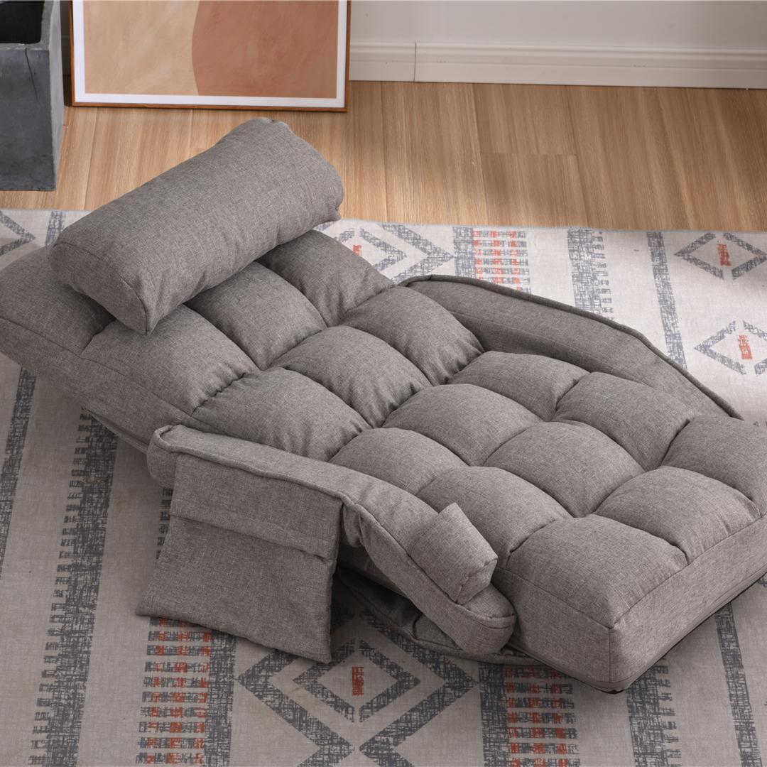 回転式座椅子肘掛けハイバック座いすリクライニング1人掛けソファー【ライトグレ】