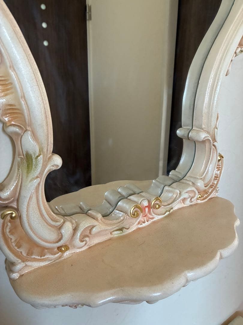 ロココ調 クラッシック家具　壁掛け式ミラー　プリンセス　コンソール付き