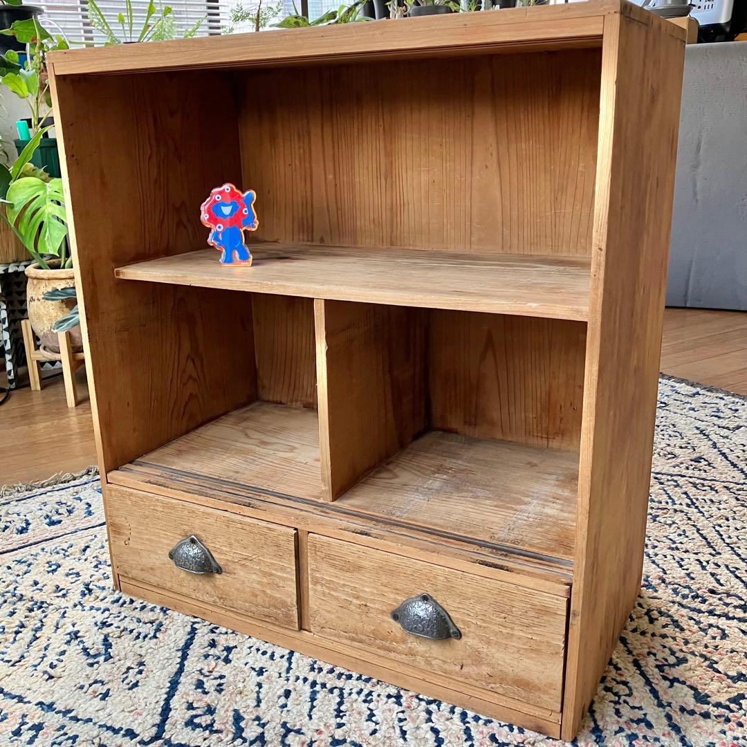 古道具　ガラス戸棚　昭和初期　ヴィンテージ家具